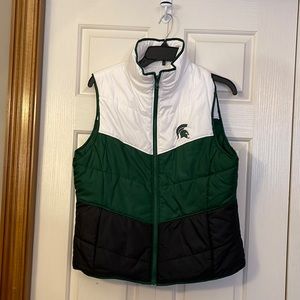Women’s Columbia REVERSIBLE puffer vest, Michigan State Spartans, small. NWOT